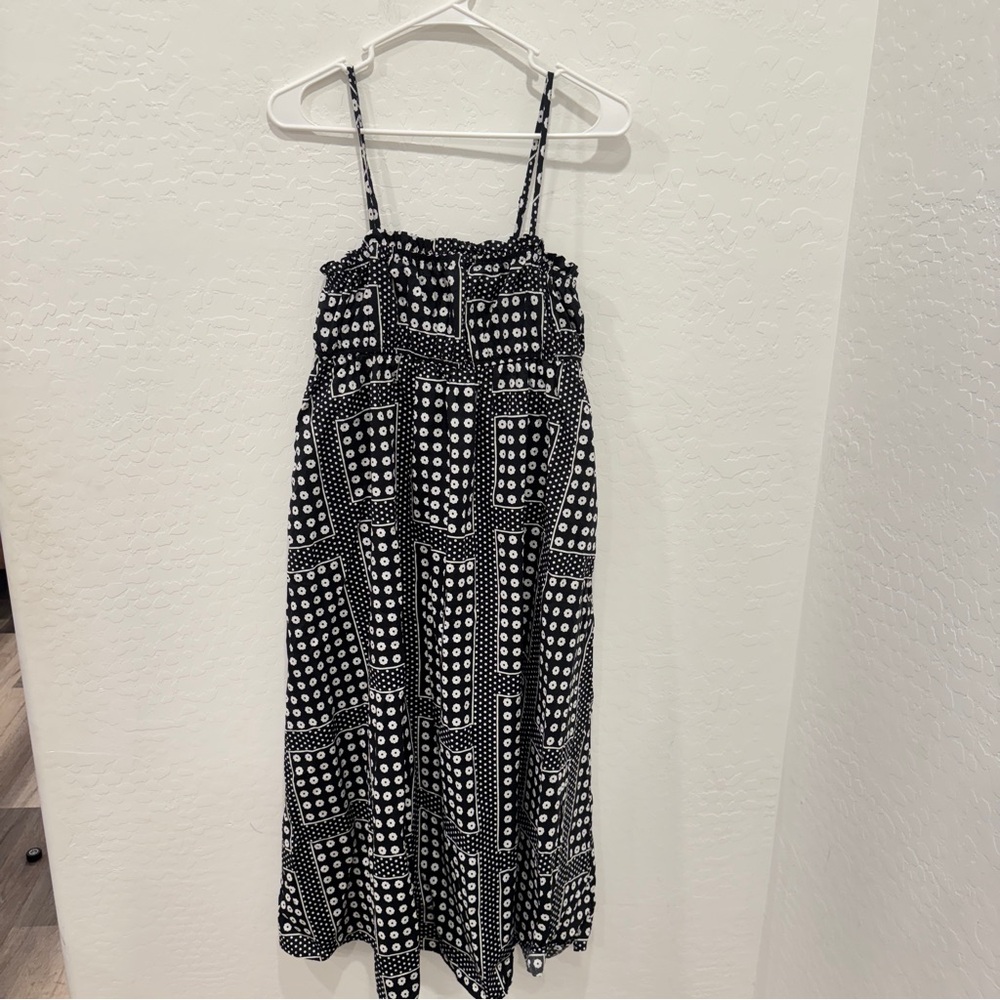 English Factory Audrey Midi Dress XS Black White Geometric Sundress Babydoll - Picture 1 of 9